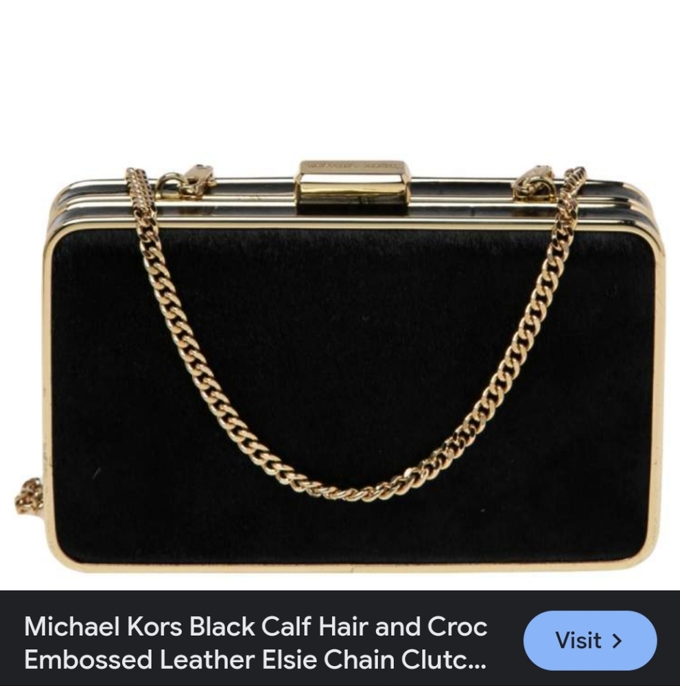 Like New! Michael Kors Black Calf Hair and Croc Embossed Leather Purse